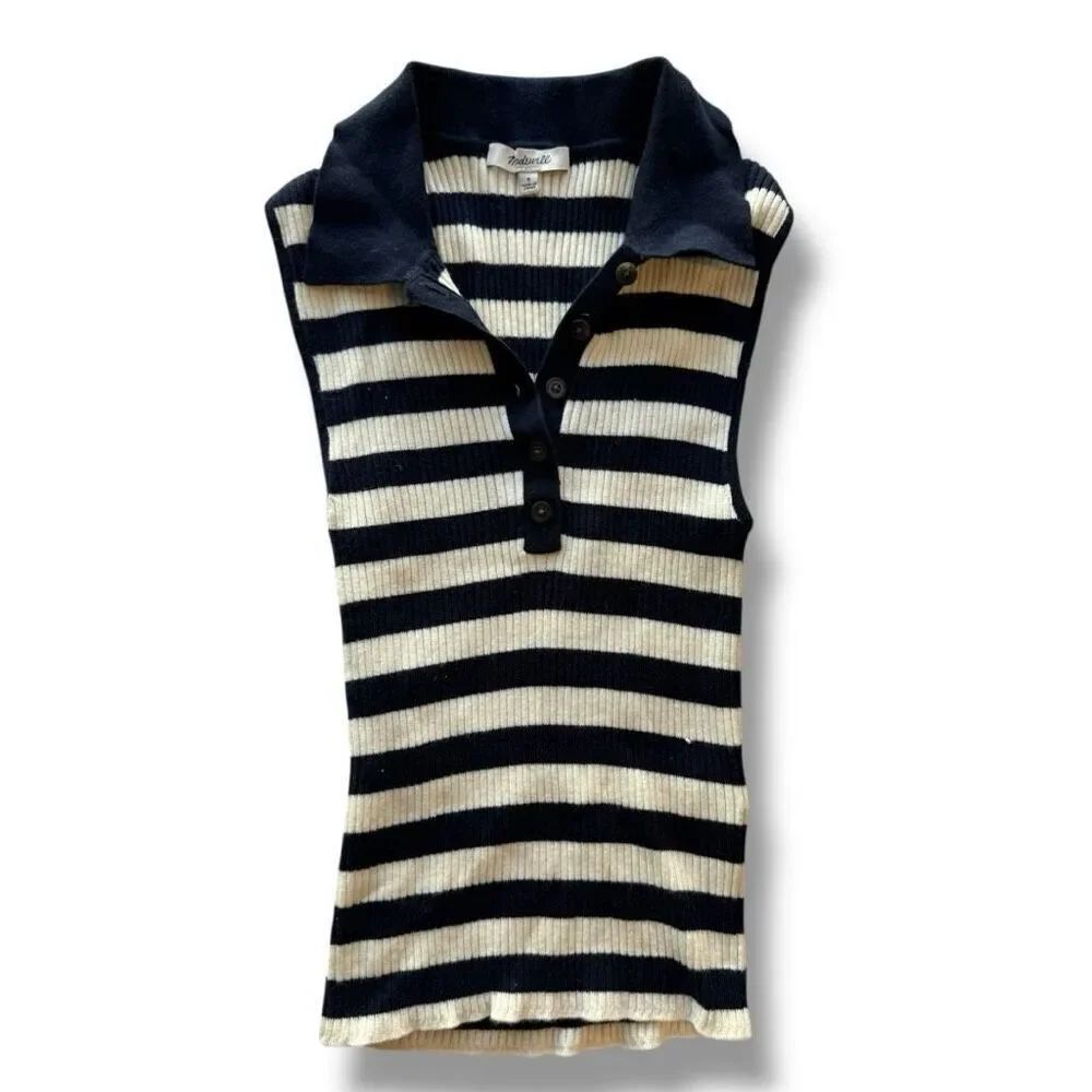 Madewell Owen Polo Sweater Tank Striped Women’s Small